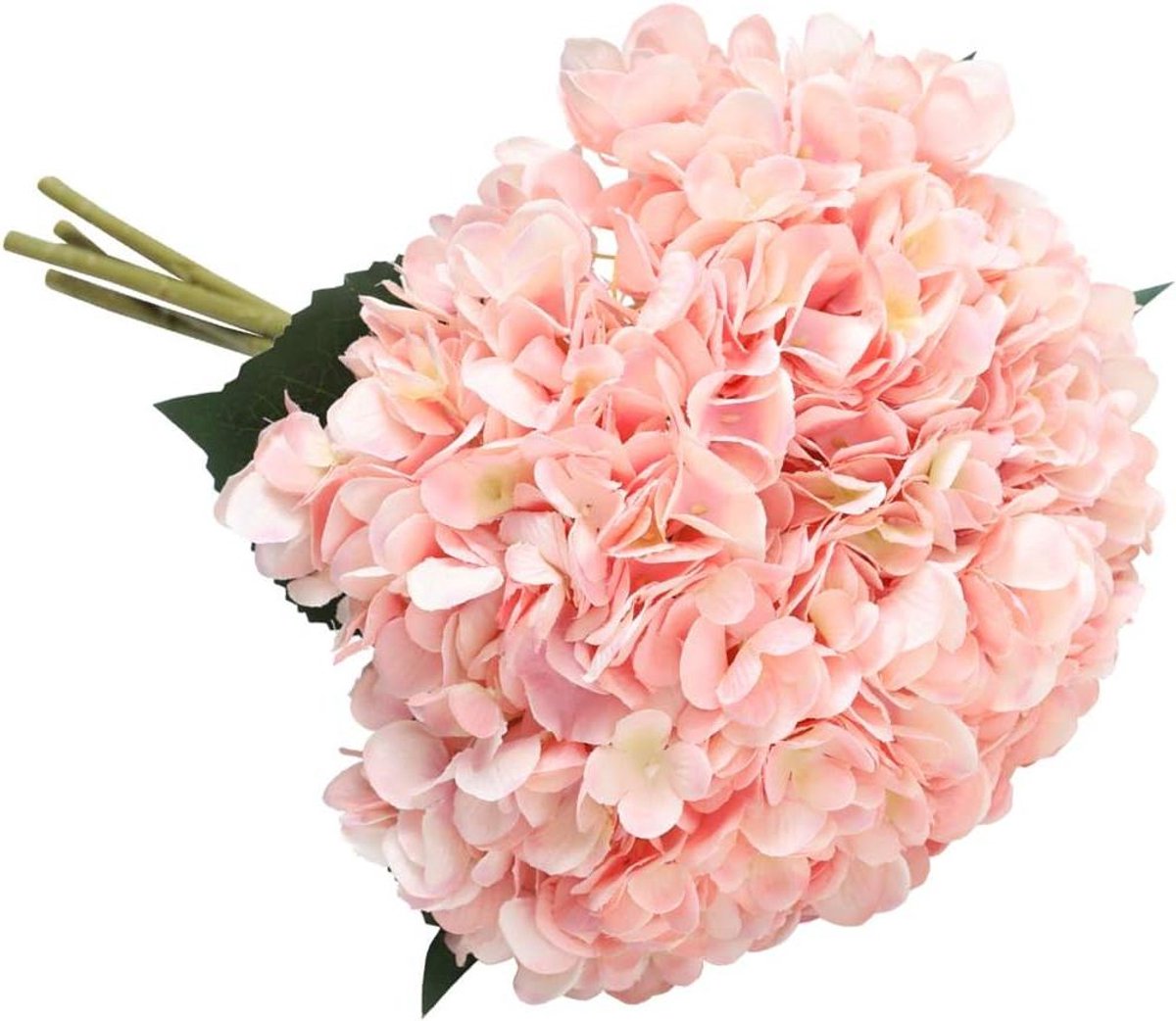 Allecta - Natuurgetrouwe Kunsthortensia Bloemen Boeketten - 5 Stuks - Roze Kleur - Decoratie voor Bruiloft, Huis en Feest - 16,6 cm Hoog
