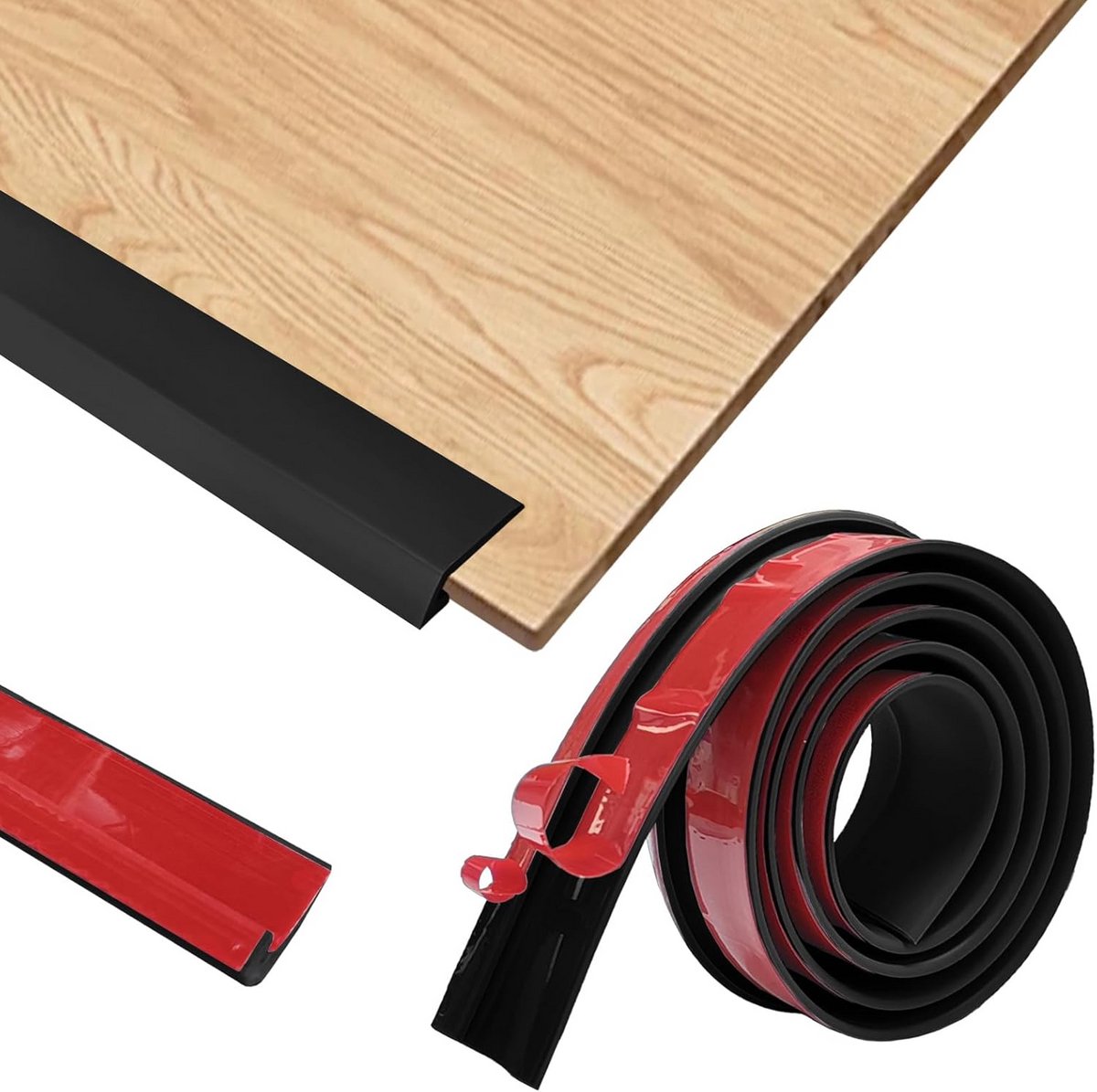 Zelfklevend Overgangsprofiel voor Vloeren - PVC Vloerhoogteverschil Drempelhelft 2-5 mm - Zwarte Overgangsstrip 1 m x 3 cm