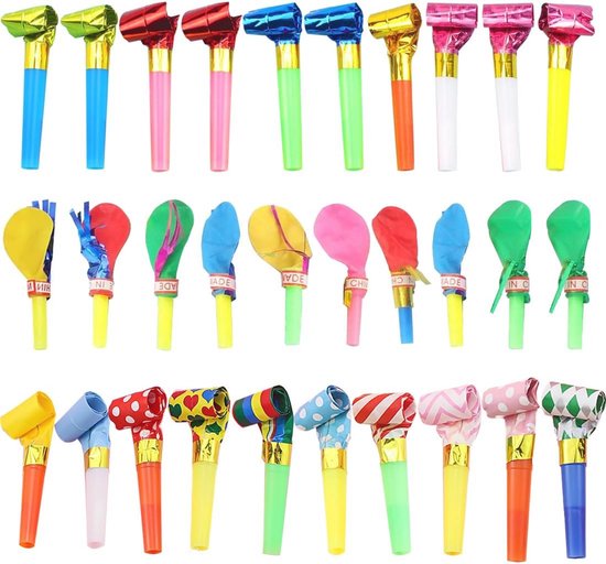30 Stuks Trompetten en Feestfluitjes - Perfect voor Verjaardagsfeesten, Carnaval, Kerstmis en Halloween