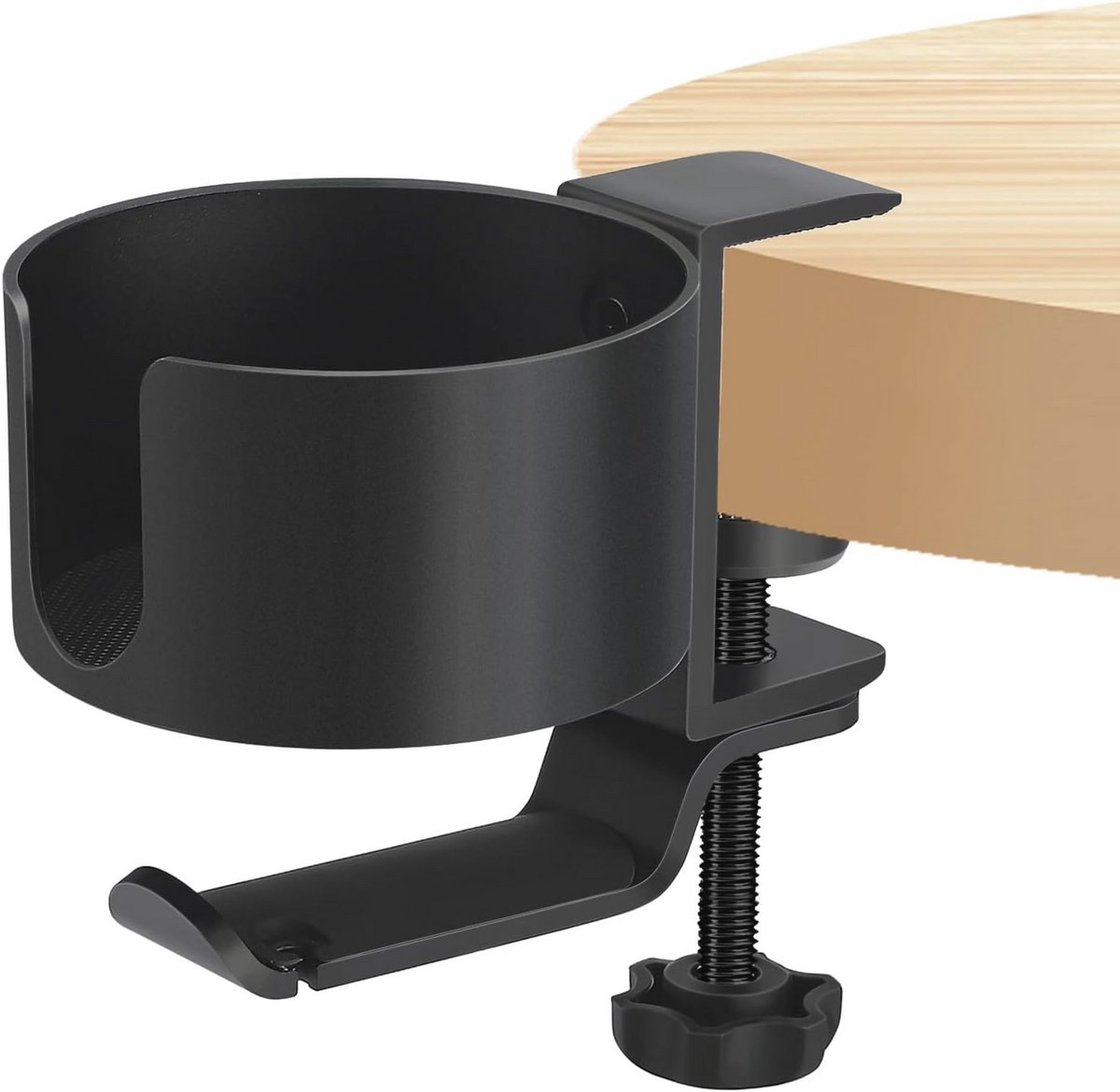 Hoofdtelefoonhouder met Bekerhouder – 360° Rotatie, Aluminium, Eenvoudige Installatie – Ideaal voor Bureau en Gamingtafel