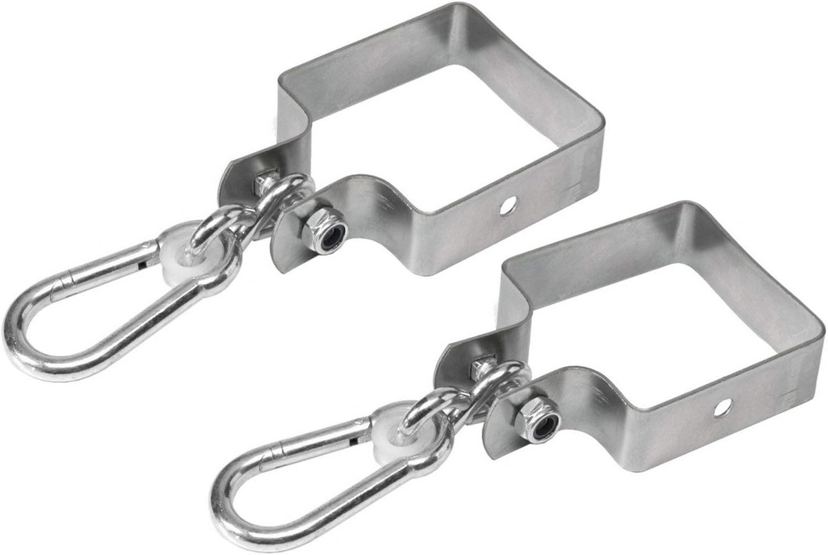 Set van 2 schommelklemmen met vierkante beugel voor 100 x 100 mm vierkante balk