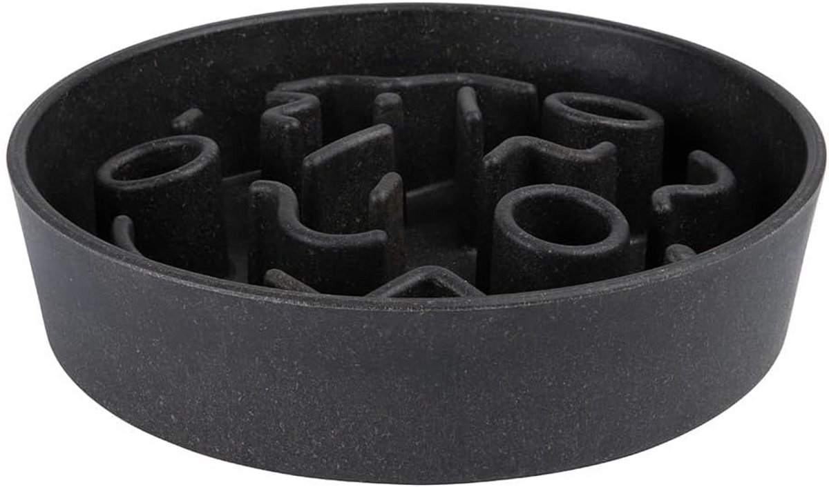 Anti-Schrok Voerbak Hond Bamboe 28 cm Donkergrijs - Langzamer Eten