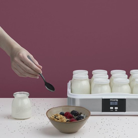 Programmeerlijke Yoghurtmaker met 12 Glazen, LCD-Display en Roestvrijstalen Behuizing van Merkloos — afbeelding 2