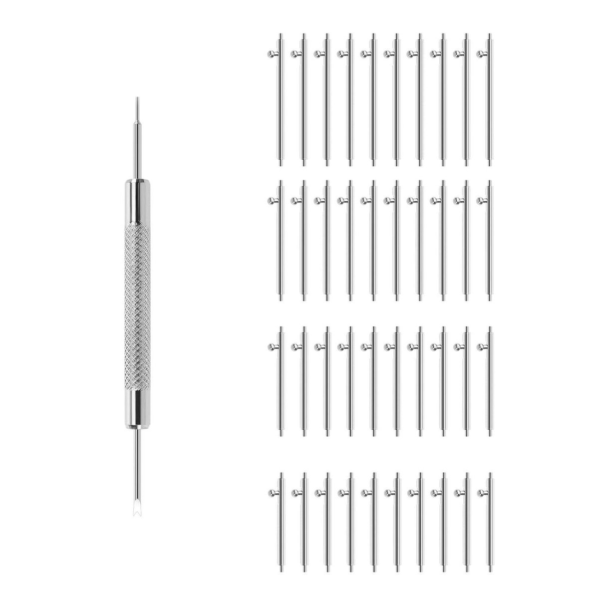 Allecta - Set van 40 Quick Release Spring Bars voor Horlogebandjes - RVS Band Pins met Verwijder Tool - 18mm 20mm 22mm 24mm - 1.5mm Diameter - Horloge Lugs Toebehoren.