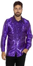 Costume des années 80 et 90 | Chemisier à volants violet en satin Wrong Disco | Taille 50 | Costume de carnaval | Déguisements
