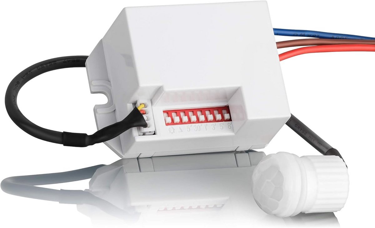 Mini Bewegingssensor Inbouw 4x, LED Geschikt, Detectiebereik 6m, 360°, Plafondmontage, Aanpasbare Infraroodsensor