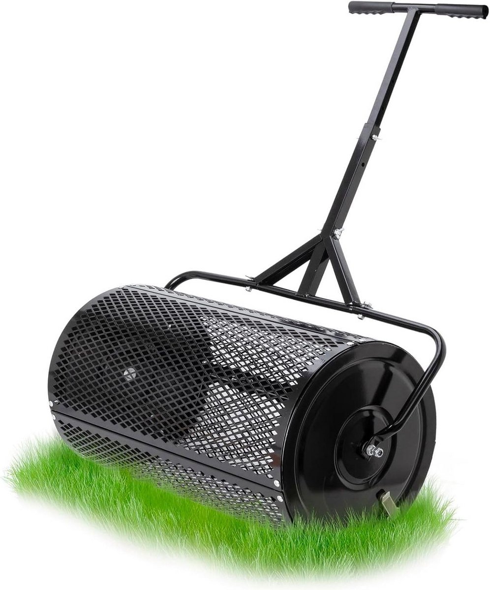 Compoststrooier Gazon - Roller Verspreider - Tuinonderhoud Zaaien - Verstelbare T-handgreep - 24 inch - Metaal