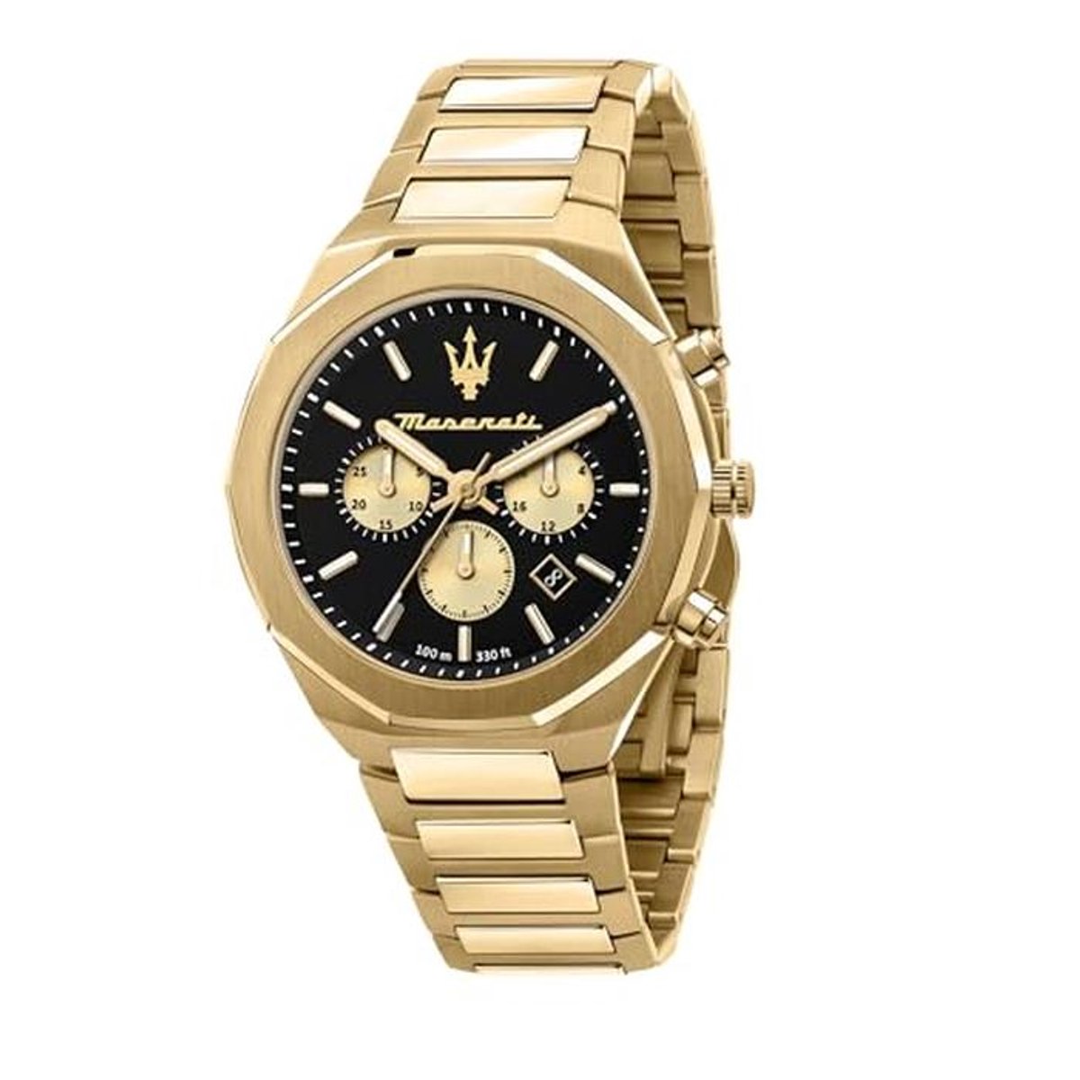 Heren Horloge 45mm Chronograaf met Geel Goud en Blauwe Wijzerplaat