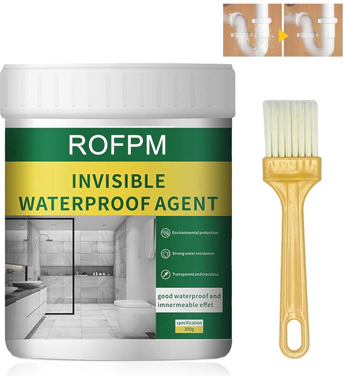 Waterdichte isolerende emulsie voor badkamer, tegels, muren en dak - 300 g transparante coating
