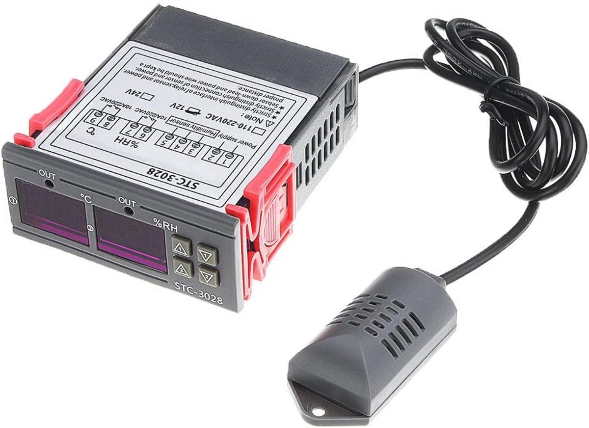 Temperatuur- en Vochtigheidsregelaar met Dubbele Thermostaat 220V - STC-3028