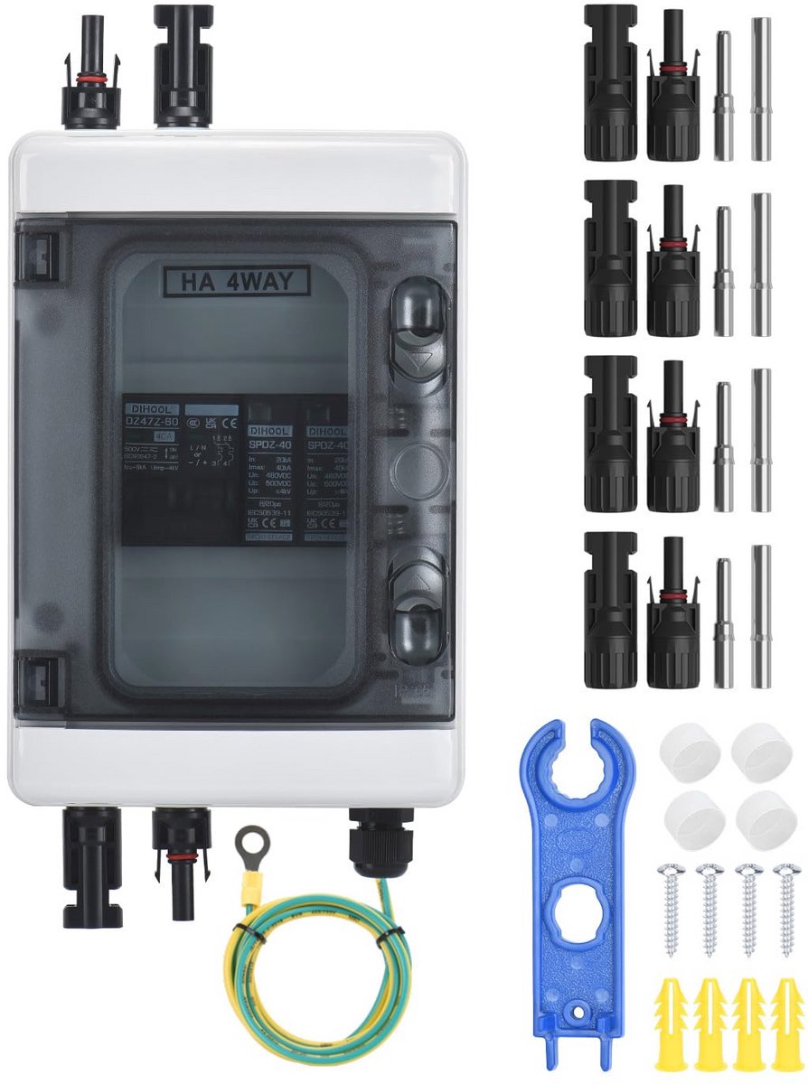 Overspanningsbeveiliging DC Scheidingsschakelaar voor Zonnepanelen - IP65 Waterdichte Lichtboogonderbreker 500V 40A
