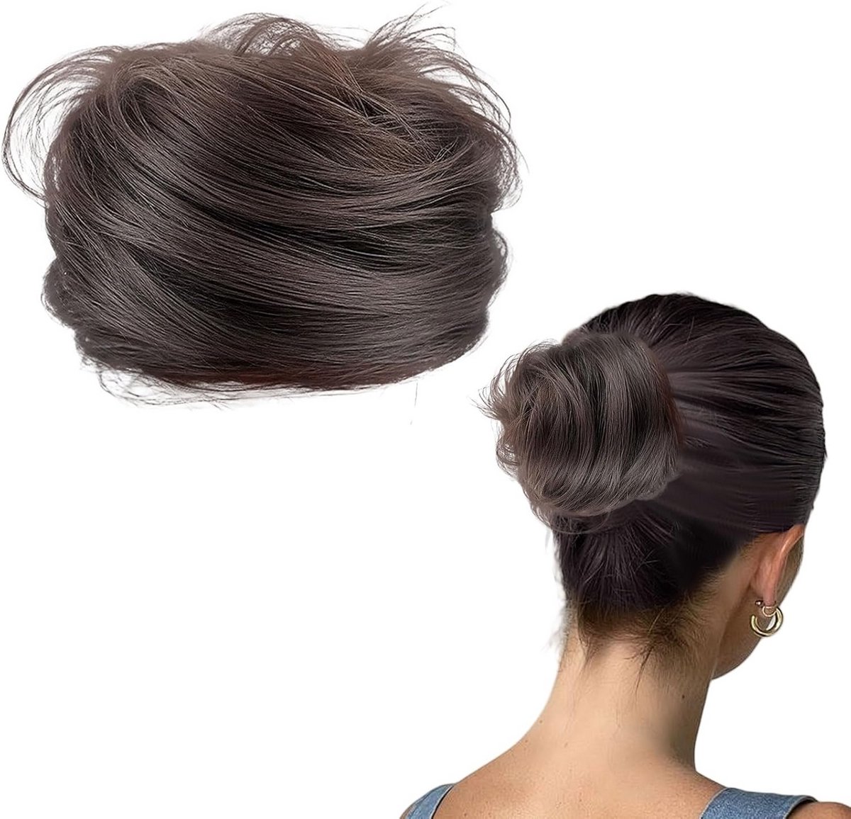 Volume Haarstukje met Haarelastiek voor Dunne Haren - Echte Haar Knot voor Direct Volume
