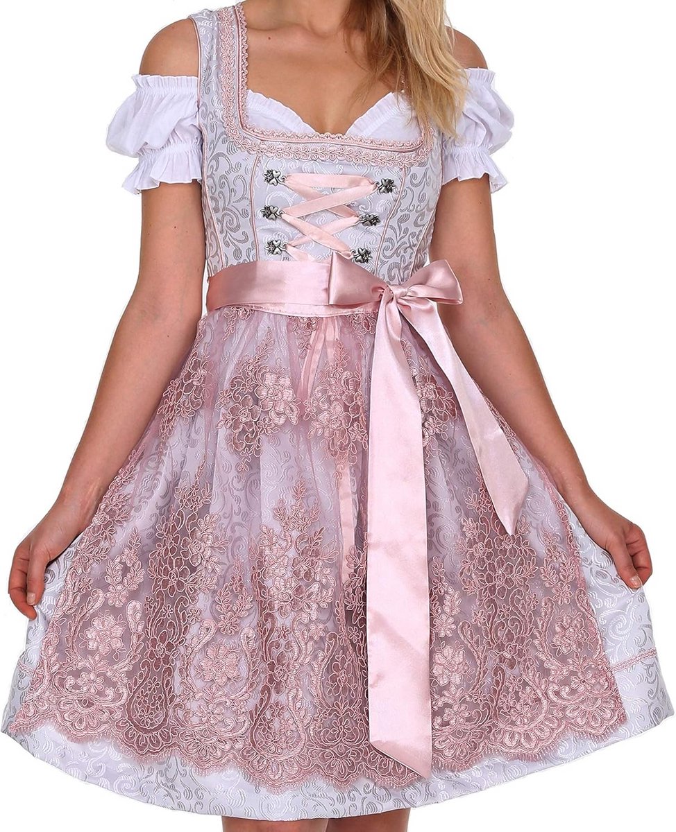 Traditionele Grijze Dirndl voor Oktoberfest - 3-Delige Set