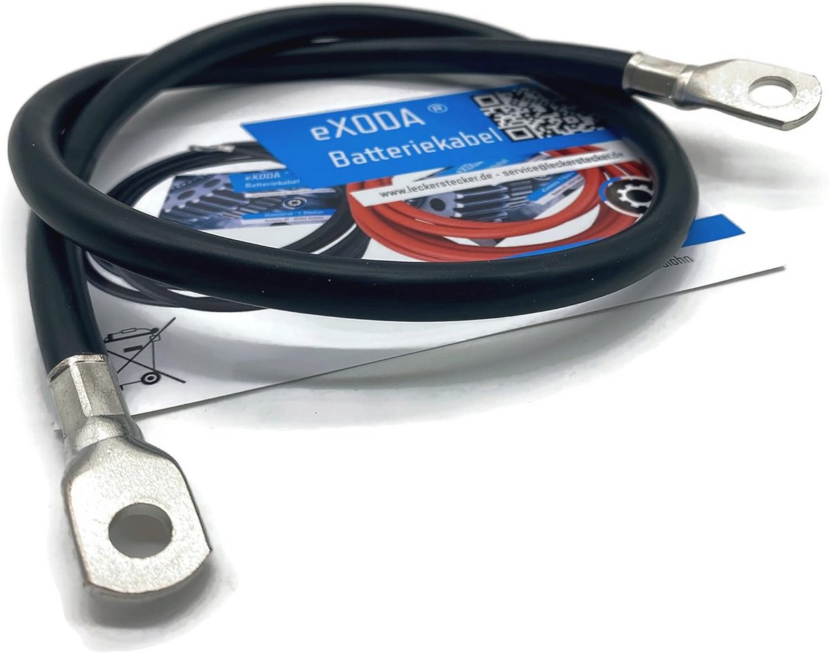 Accukabel 35 mm² 75cm met M10 en M8 Kabelschoenen - Flexibel en Hoge Kwaliteit voor Auto, Motor en Boot