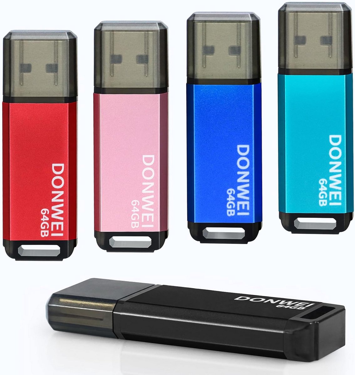 Set van 5x 64GB USB Sticks met Snel Ledlicht en Metalen Behuizing