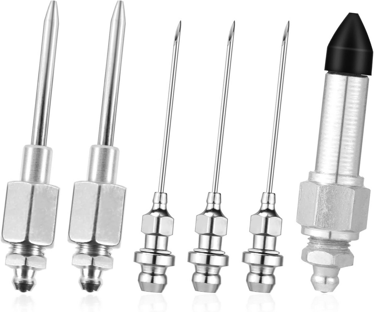 Set van 6 Accessoires voor Vetspuiten - Inclusief Vetnaaldmondstukken, Vetnaalddispensers en Rubberen Nippeladapter