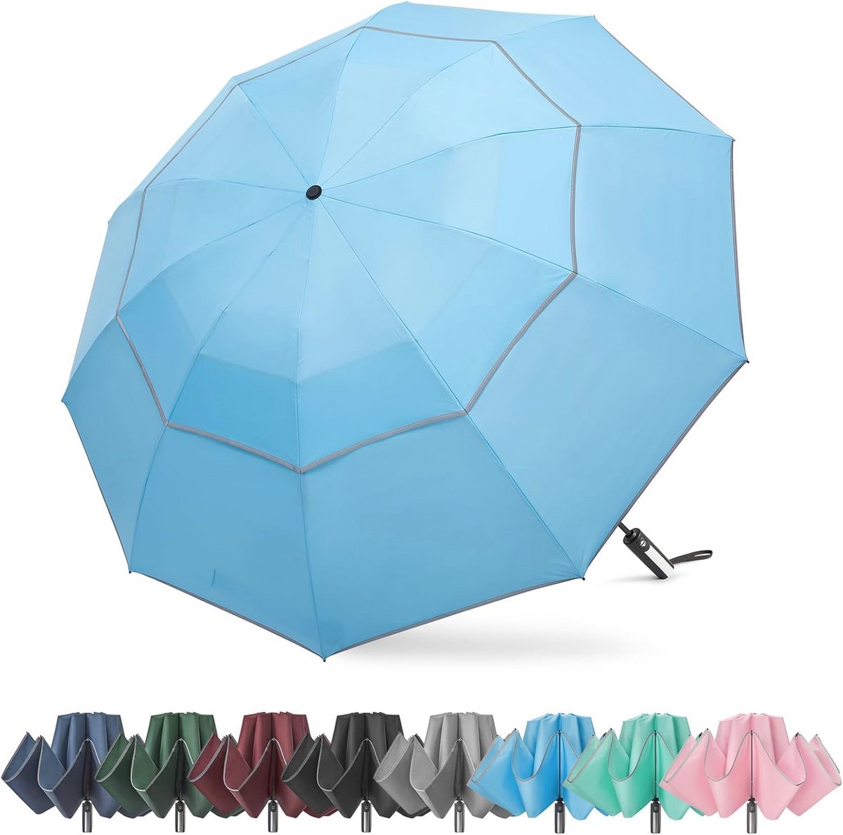Opvouwbare Golfparaplu 150 cm - Automatisch, Winddicht met Reflecterende Streep