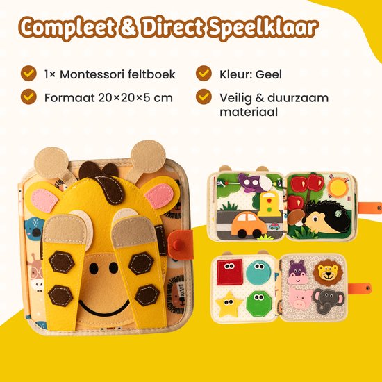 Adamir Busyboard Book Giraffe - Montessori Speelgoed - Educatief Speelgoed - Sensorisch Speelgoed - Activiteiten Speelgoed - Het Grote Speelgoed Boek 2025 van Adamir — afbeelding 3