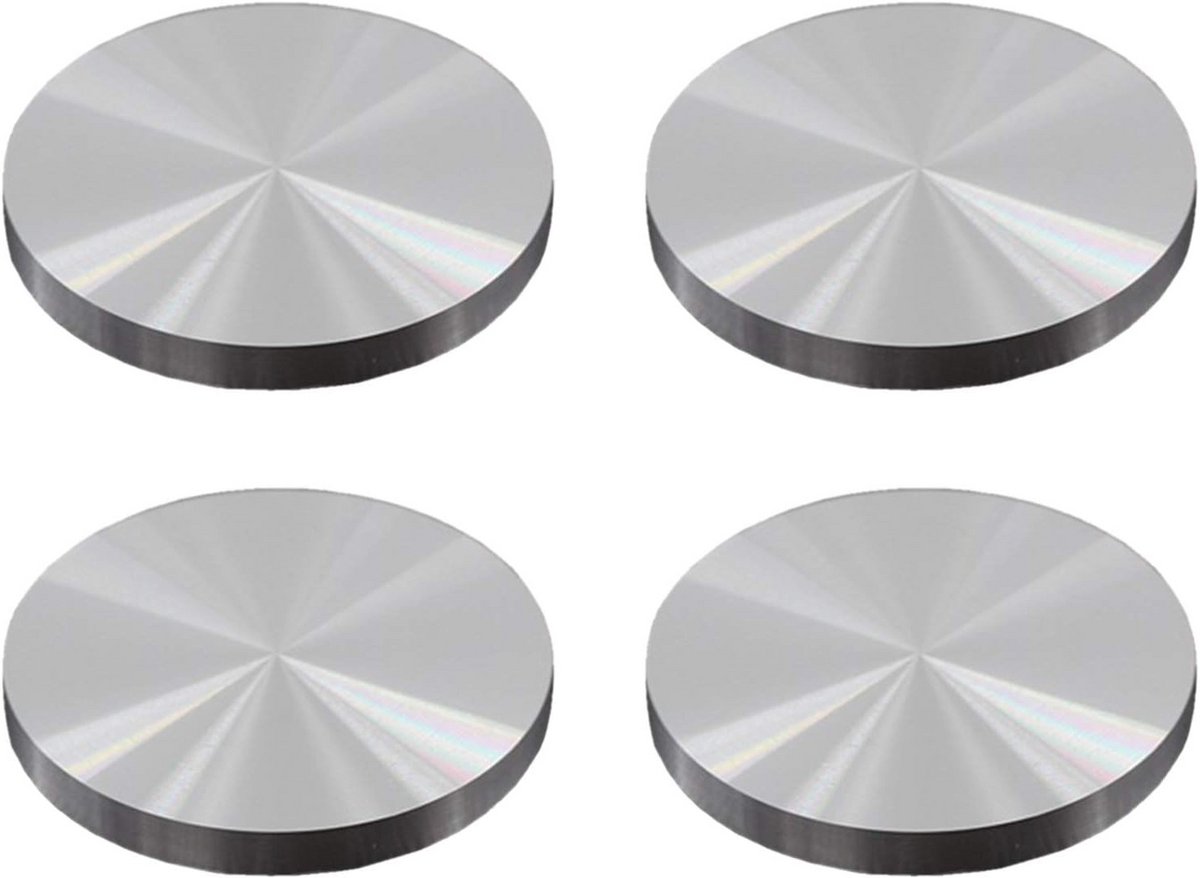 Adapter voor tafels - 40 mm diameter en 8 mm dik (set van 4) - Zilverkleurig aluminium