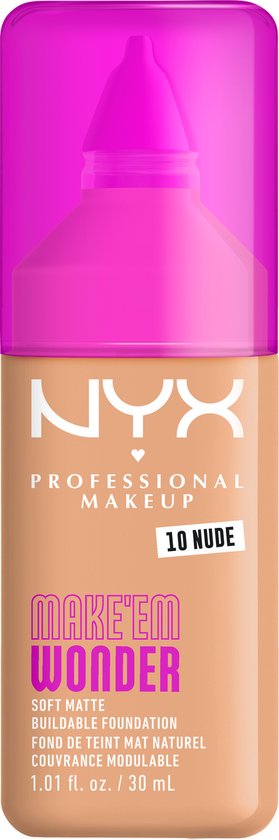 NYX Professional Make Up Make ‘EM Wonder Foundation – Zachte matte finish – Met huidverzorgende hyaluronzuur – Nude