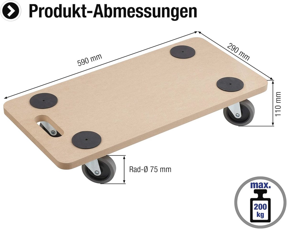 Transportroller 590 x 290 mm - Perfect voor Meubelvervoer