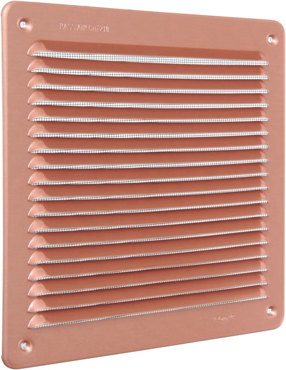Vierkant overlappend ventilatierooster van aluminium, 228 x 228 mm