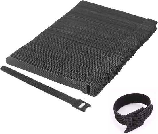 Klittenband kabelbinders Klittenband Zwart 100 stuks, 200 x