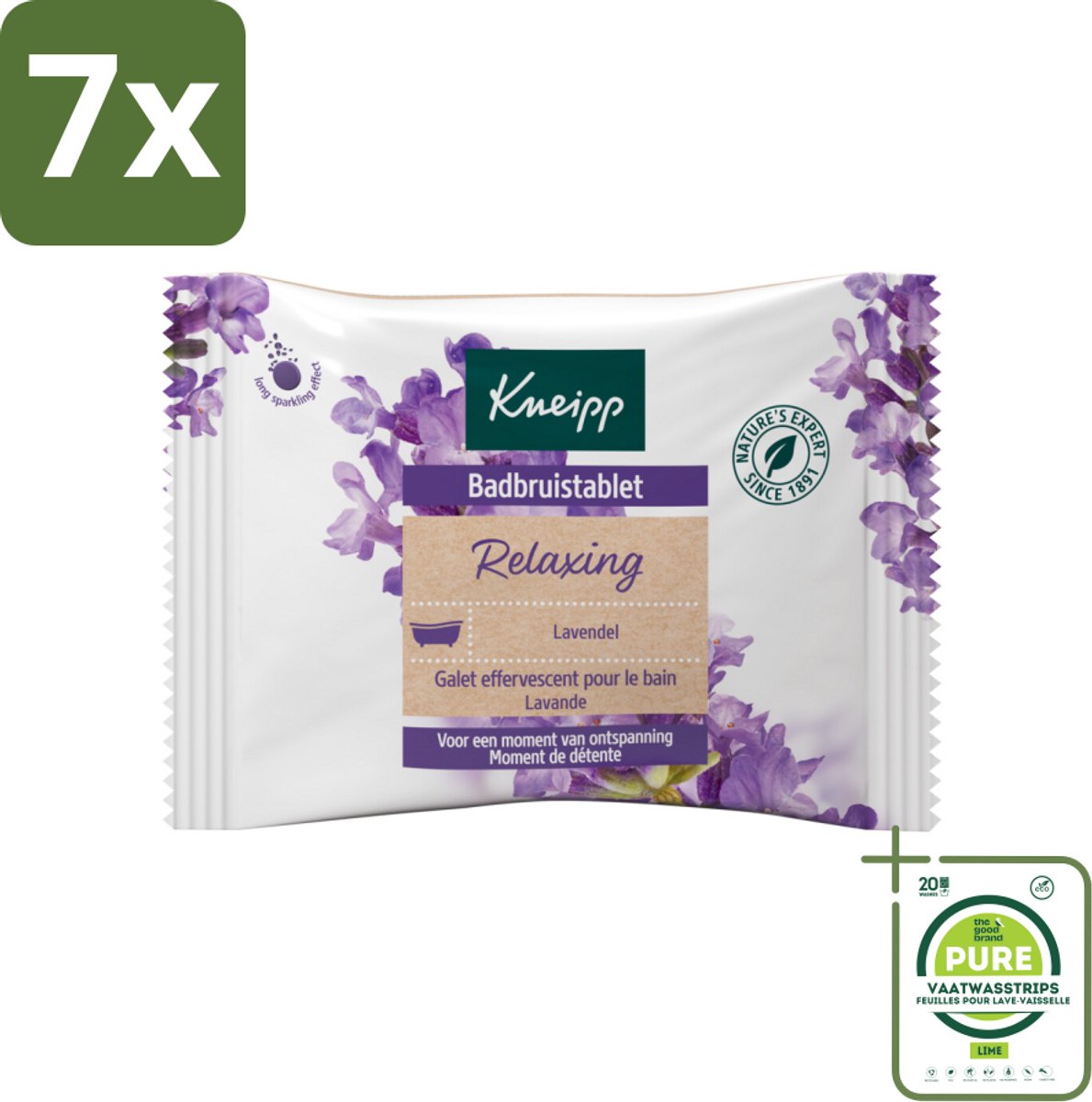 7 x Kneipp - Badbruistablet - Lavendel - Grootverpakking - Badbruistablet - Lavendel - Ontspanning - Rust - Stressvermindering