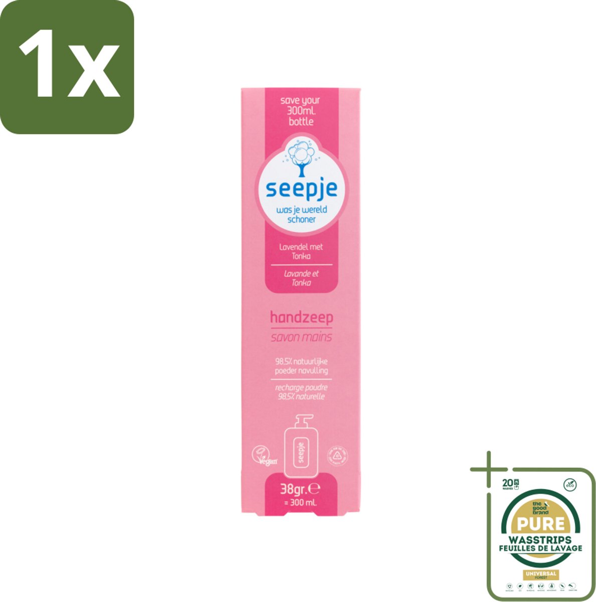 1 x Seepje - Handzeep - Rijke Geur en Hydratatie - Lavendel met Tonka - Navulverpakking - 38 g- Handzeep - Navulverpakking - Lavendel - Tonka - Natuurlijke Handzeep