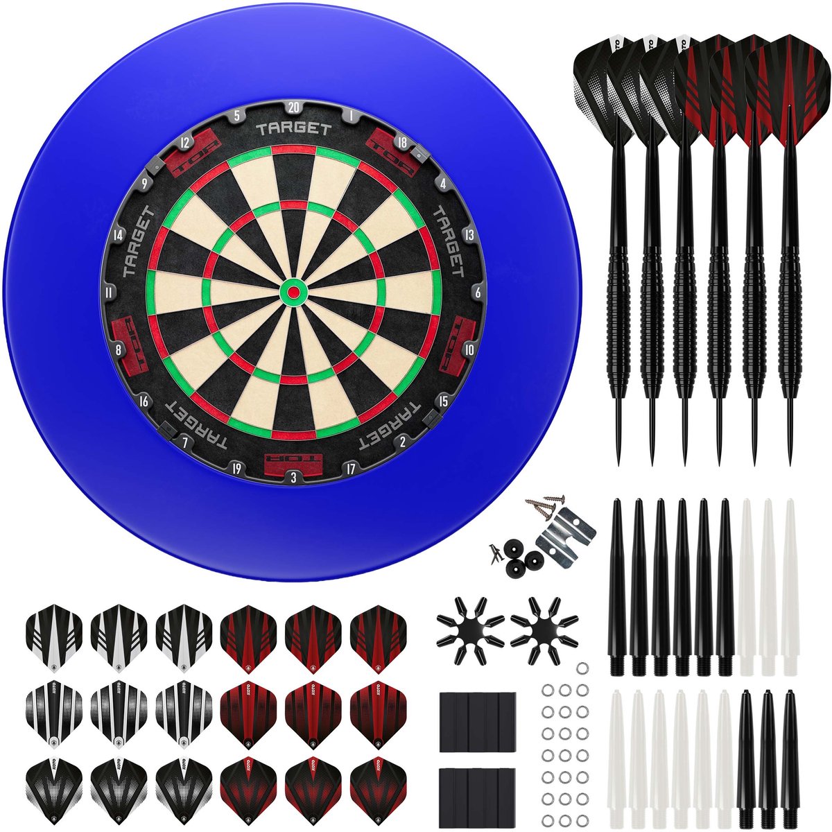 Target TOR Dartbord + Surround + KOTO Accessory Kit Steeltip Black 90 Pieces - Dartset