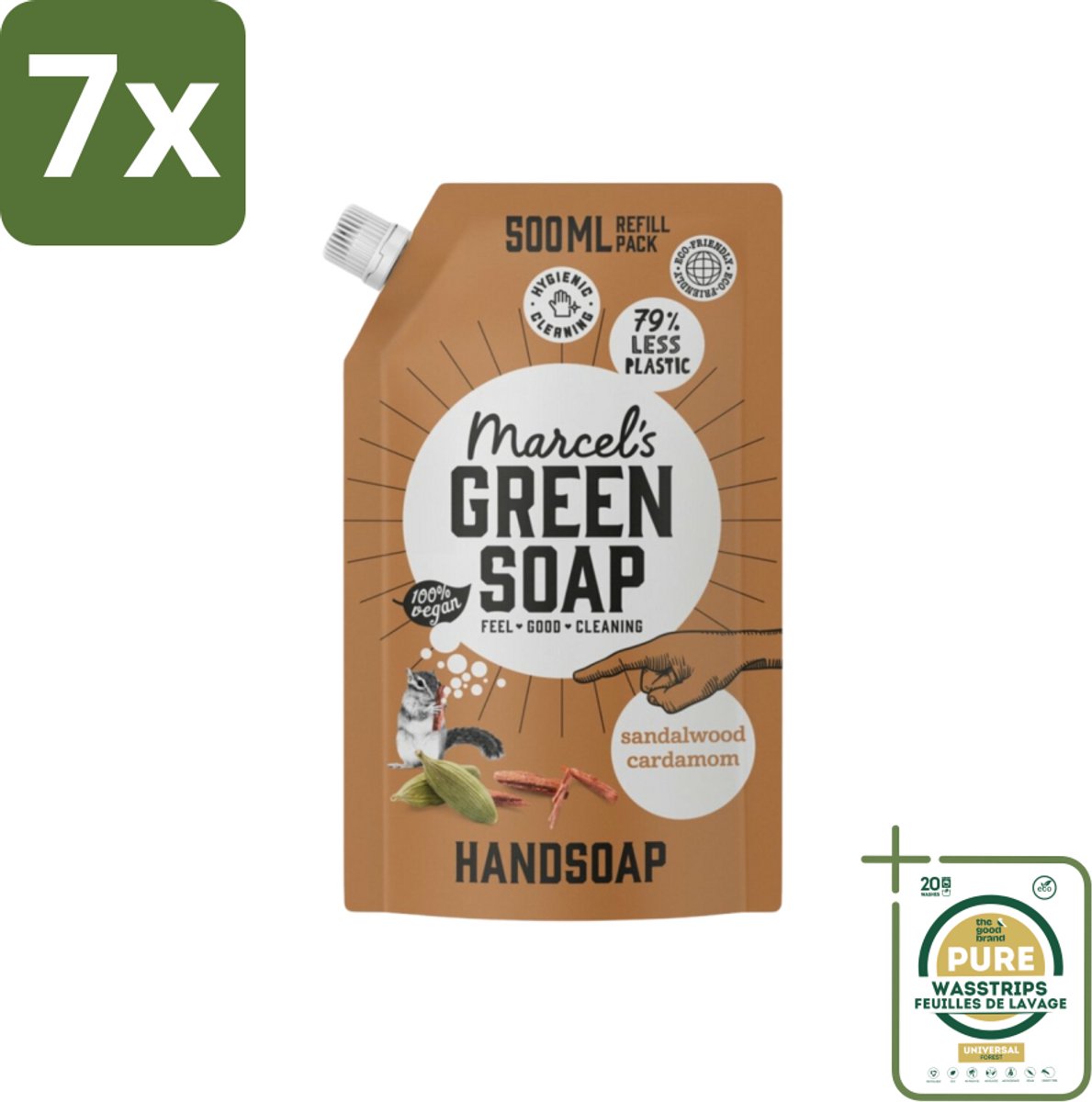 7 x Marcel’s Green Soap – Allesreiniger Navulling – Sandelhout & Kardemom – 500 ml - Grootverpakking - Koffiezetapparaat