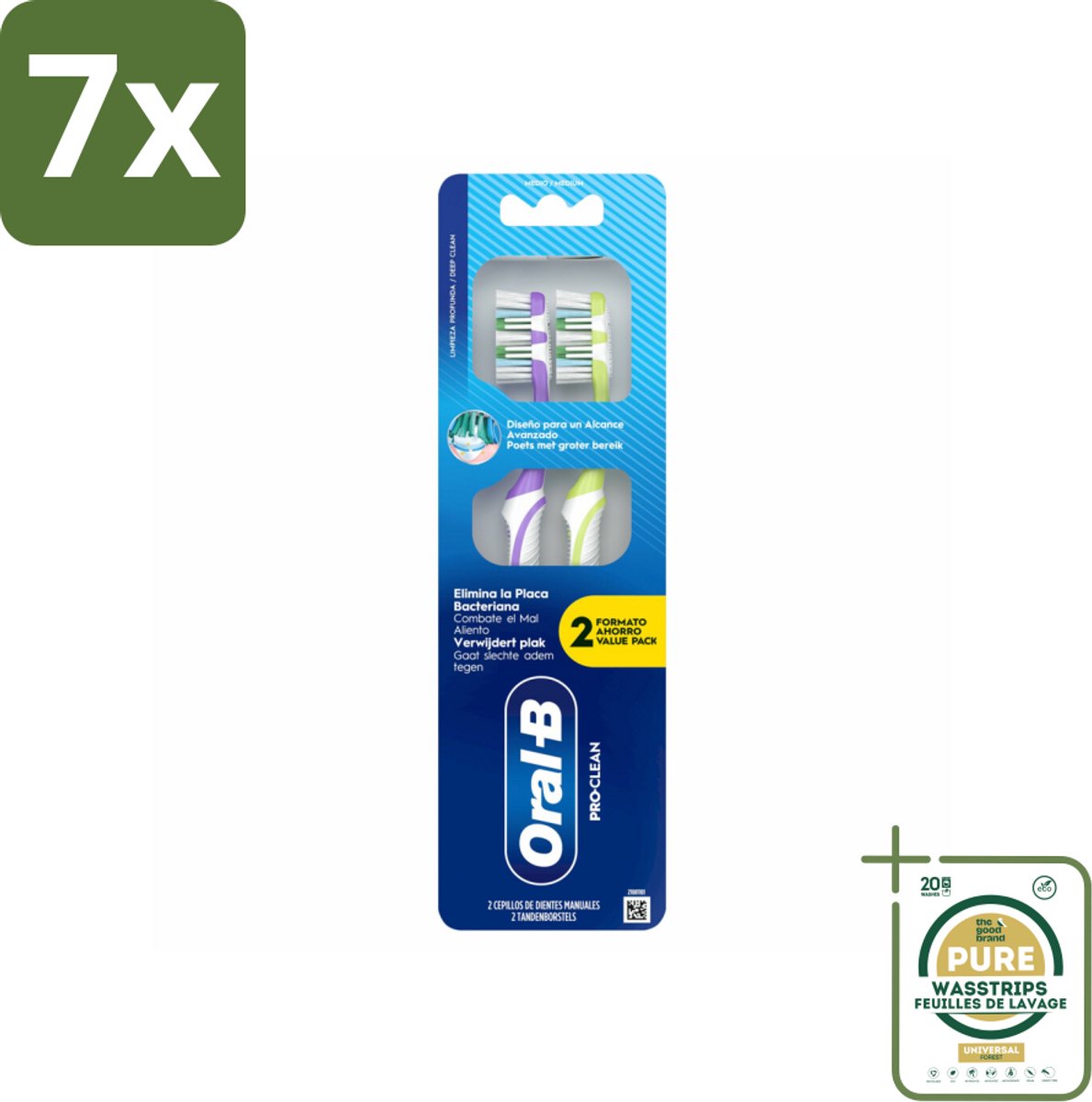 7 x Oral-B - Pro-Clean – Tandenborstel – Manueel – 2-pack - Grootverpakking - Koffiezetapparaat