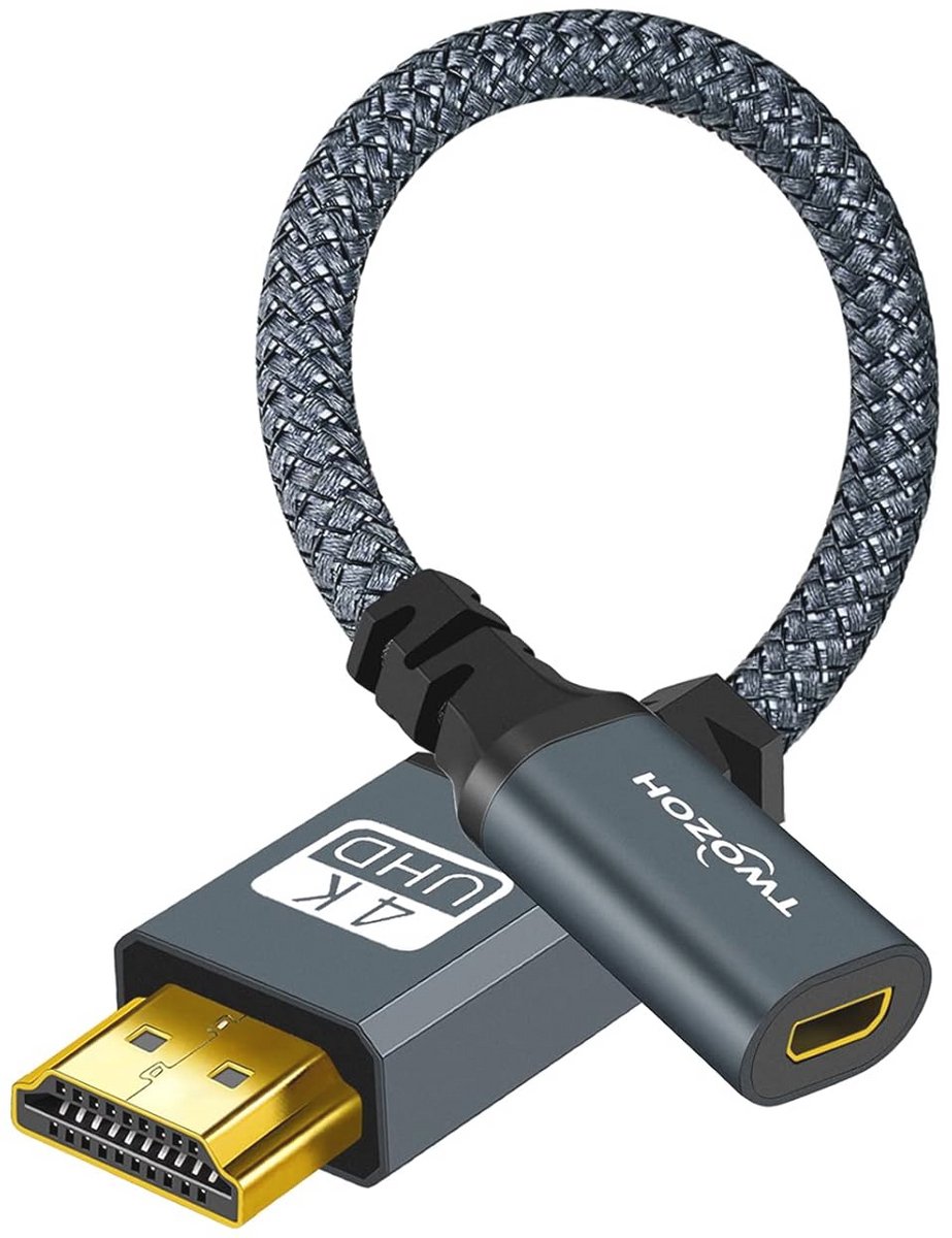 Mini HDMI Mannelijke naar Vrouwelijke Kabeladapter - Ondersteunt 3D 4K/1080P (20CM)
