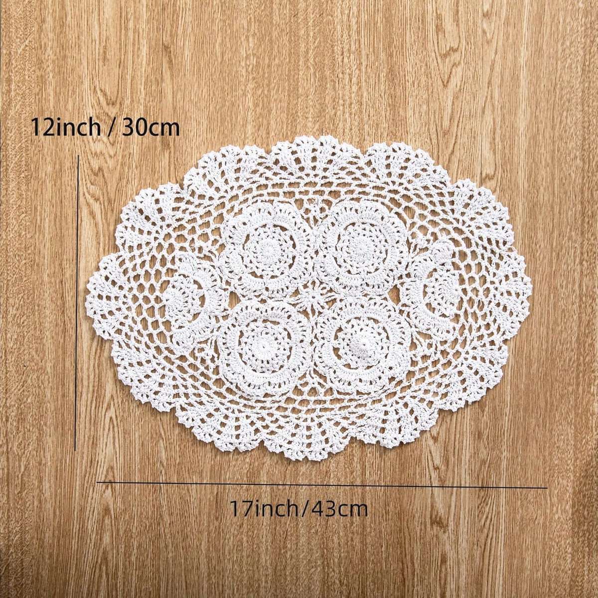 Handgemaakte katoenen haak doilies placemats - ovaal 30 x 45 cm (2 stuks)