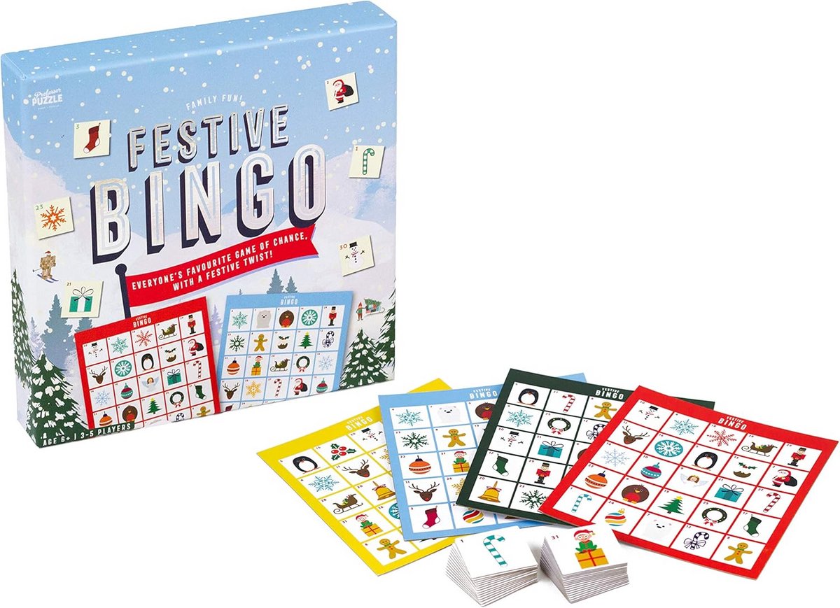 Feestelijke Bingo Spel voor het Hele Gezin - Klassiek Party Game met 4 Kaarten en Tellers