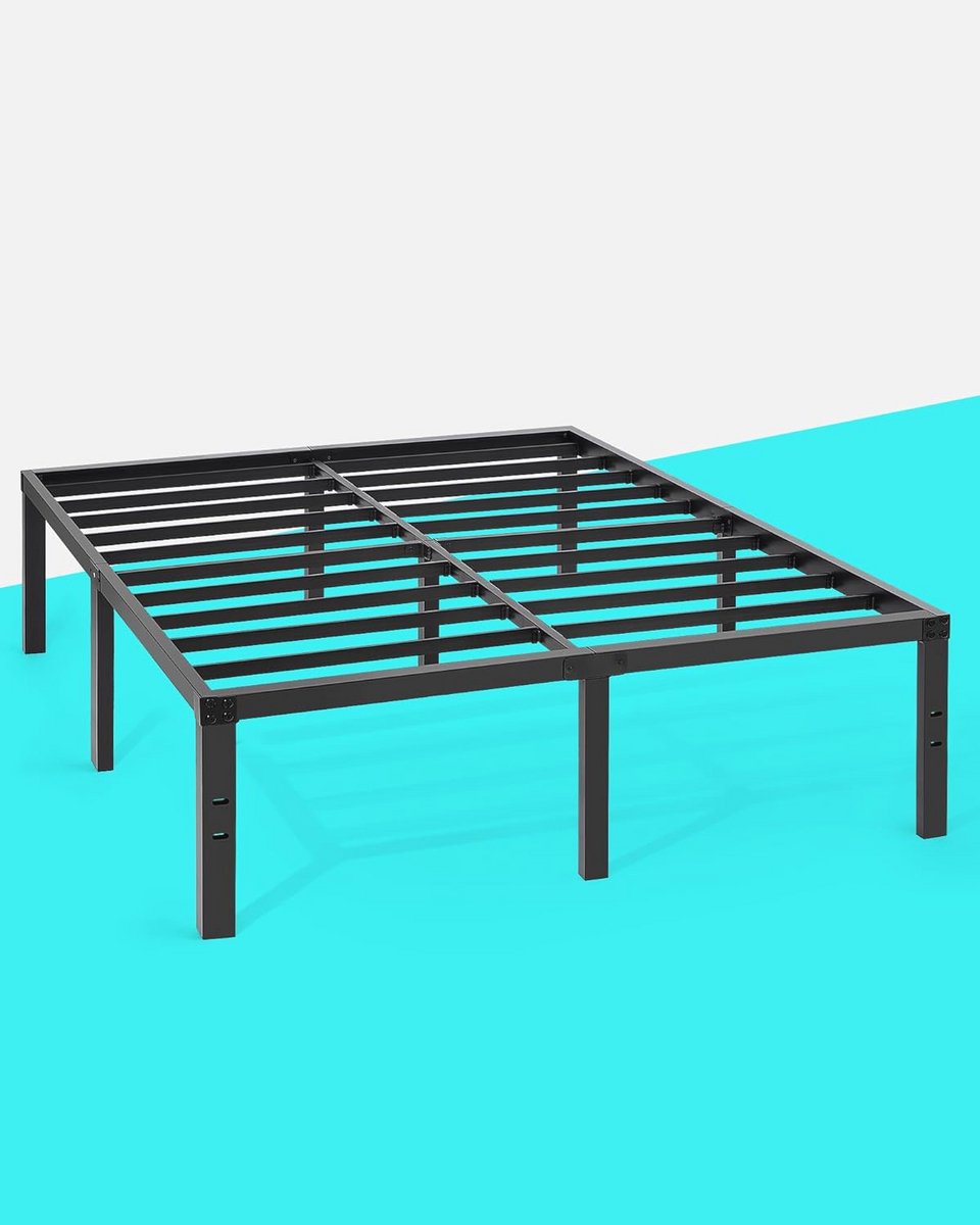 Tweepersoonsbed Frame Vintage Iron Platform 140x195 cm Met Opslag Zwart