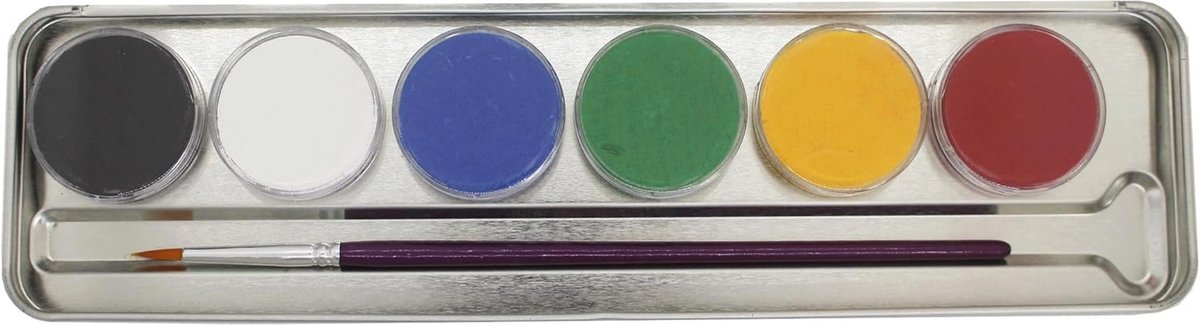 Professionele Aqua Make-up Set met 6 Kleuren in Metalen Palet