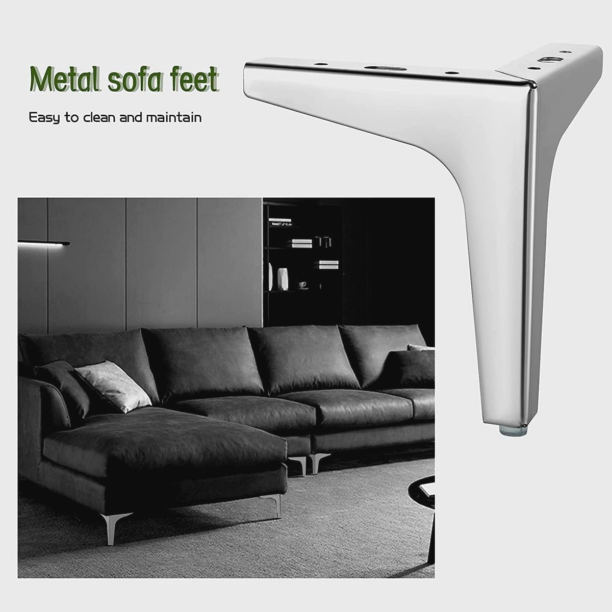 Set van 4 moderne driehoekige metalen meubelpoten (17 cm) voor kast, bank en stoel