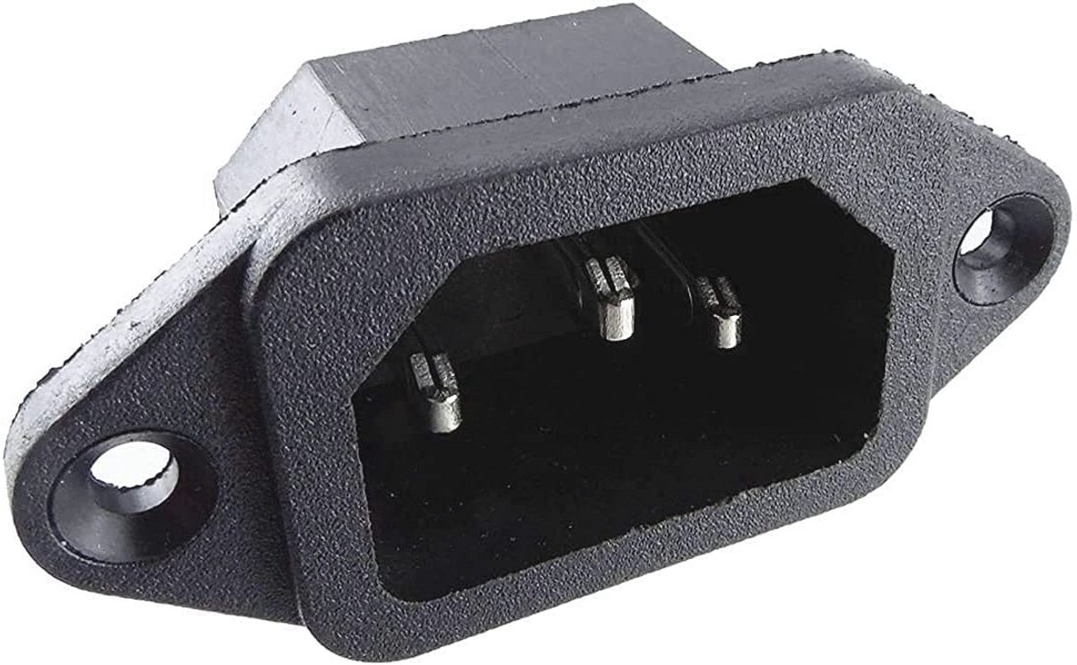 Koudget-connector voor apparaten - 10A/250V, 3-pins IEC-paneel, zwart