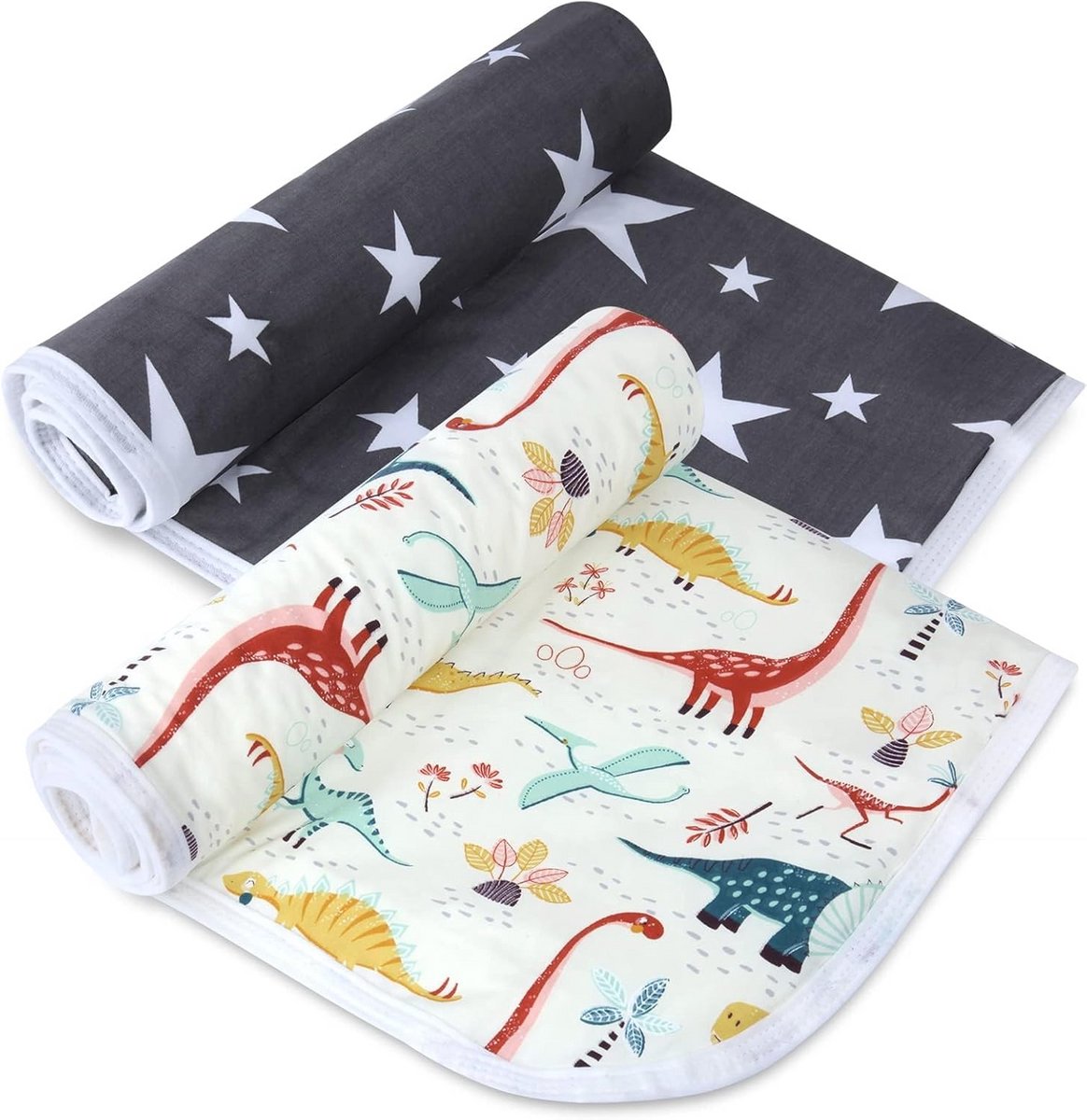 Luierverschoningspads voor Baby - 3-Lagen Waterdicht en Opvouwbaar - 2 Stuks Dinosaurus Patroon