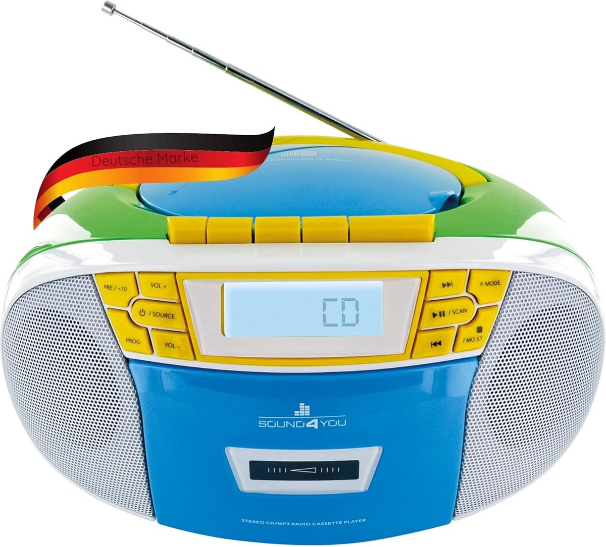 Draagbare Boombox met CD, Cassette, Radio, MP3 en USB - Muzieksysteem voor Thuis en Onderweg