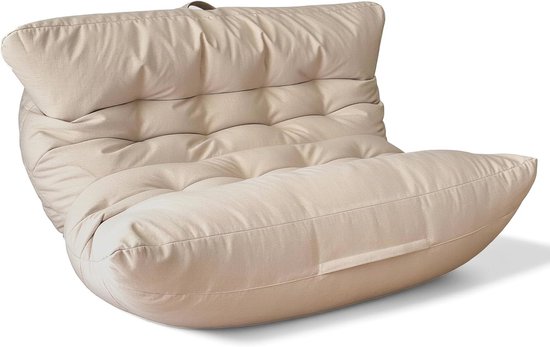 Grote XXL Zitzak 2-Persoons voor Slaapkamer of Woonkamer – Comfortabele Beanbag Sofa voor Lezen, Gamen of Ontspannen – Beige Poef
