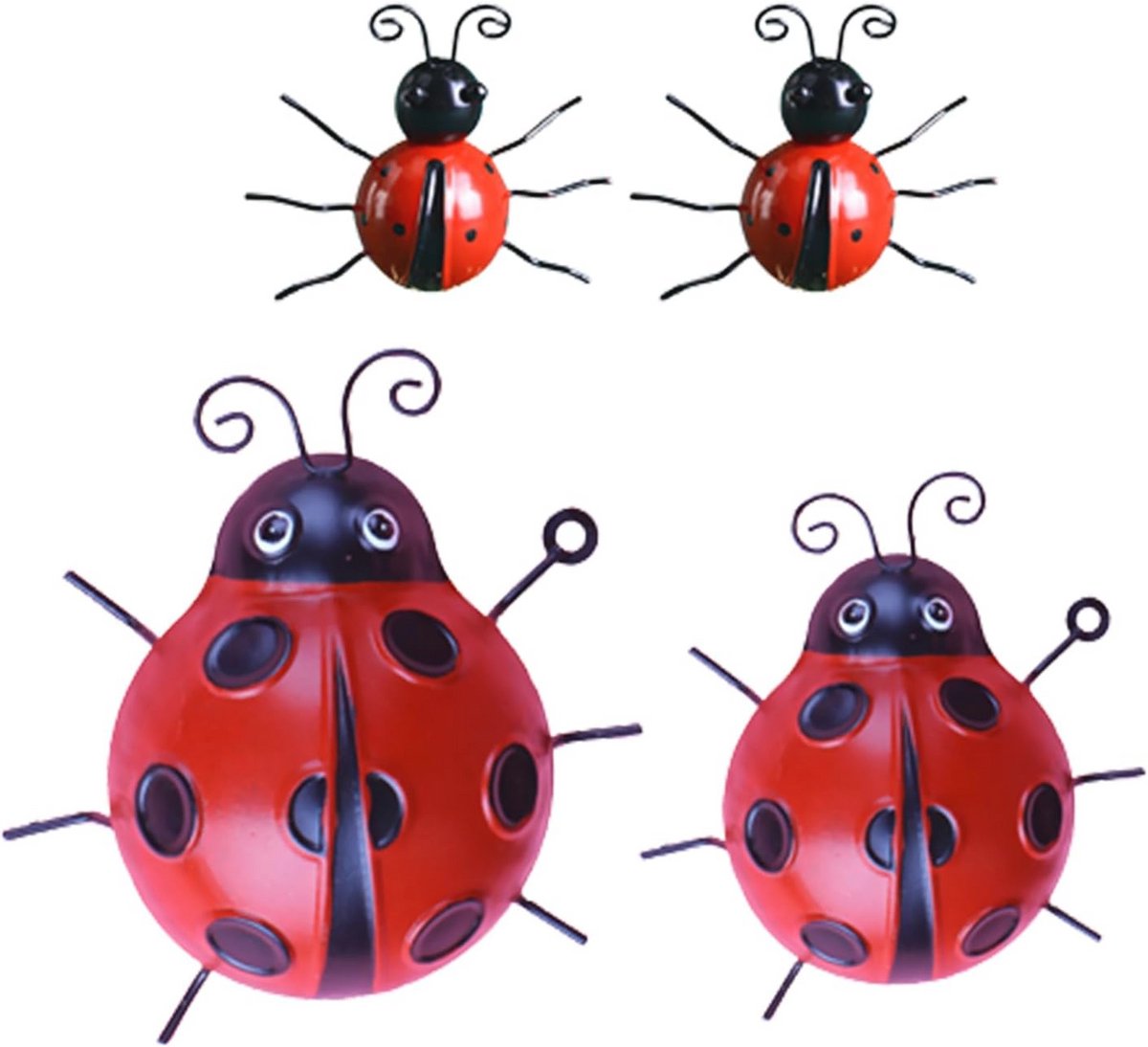 Decoratieve metalen lieveheersbeestjes - Set van 4 voor binnen en buiten