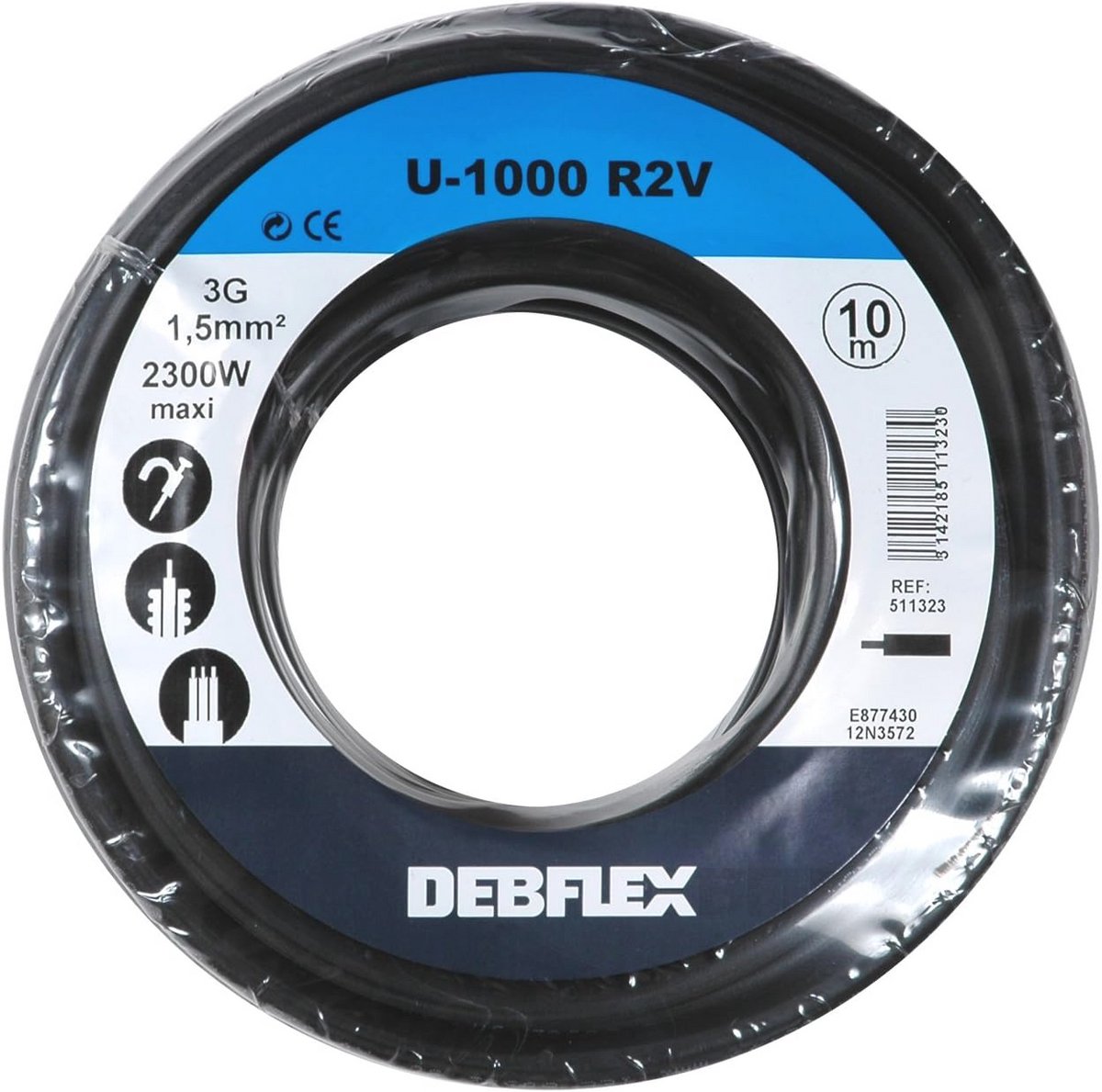 Kabelspoel 10m 3G1.5, Zwart – Elektrische Draad en Kabelaccessoires