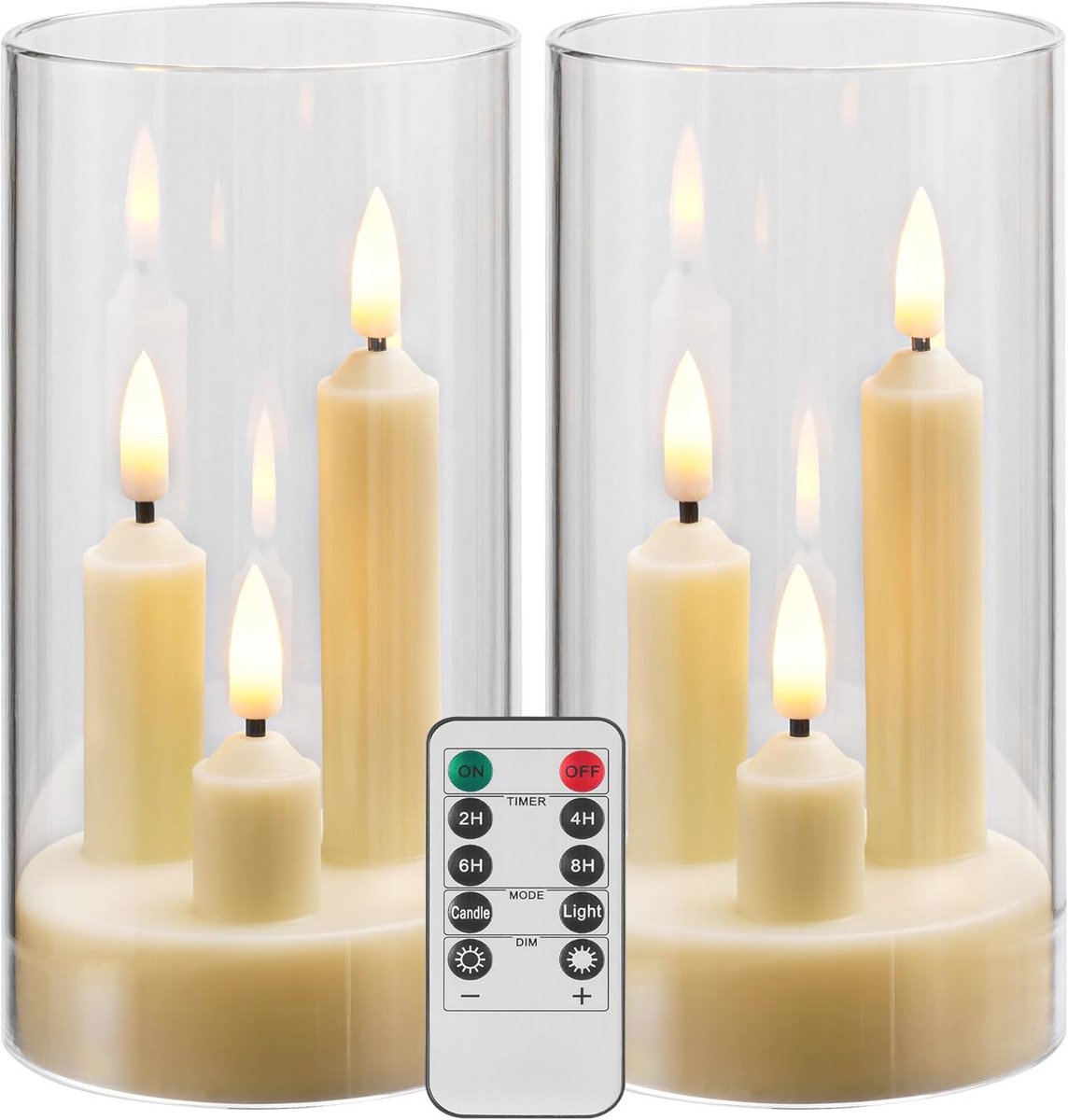Vlamloze LED kaarsen met afstandsbediening en timer - 2 Pack voor romantische decoratie