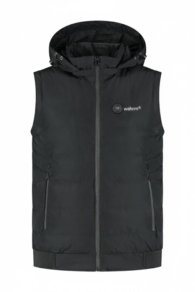 Wahrm – Infrarood Verwarmde Bodywarmer – Heren – Met Afritsbare Capuchon – Warmte in Stijl Zwart