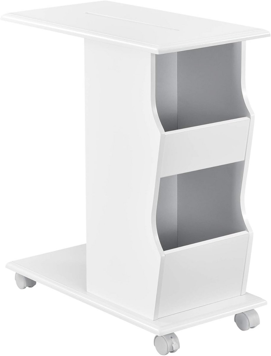 Bijzettafel op wielen met remmen - 53x30x63 cm - Wit MDF