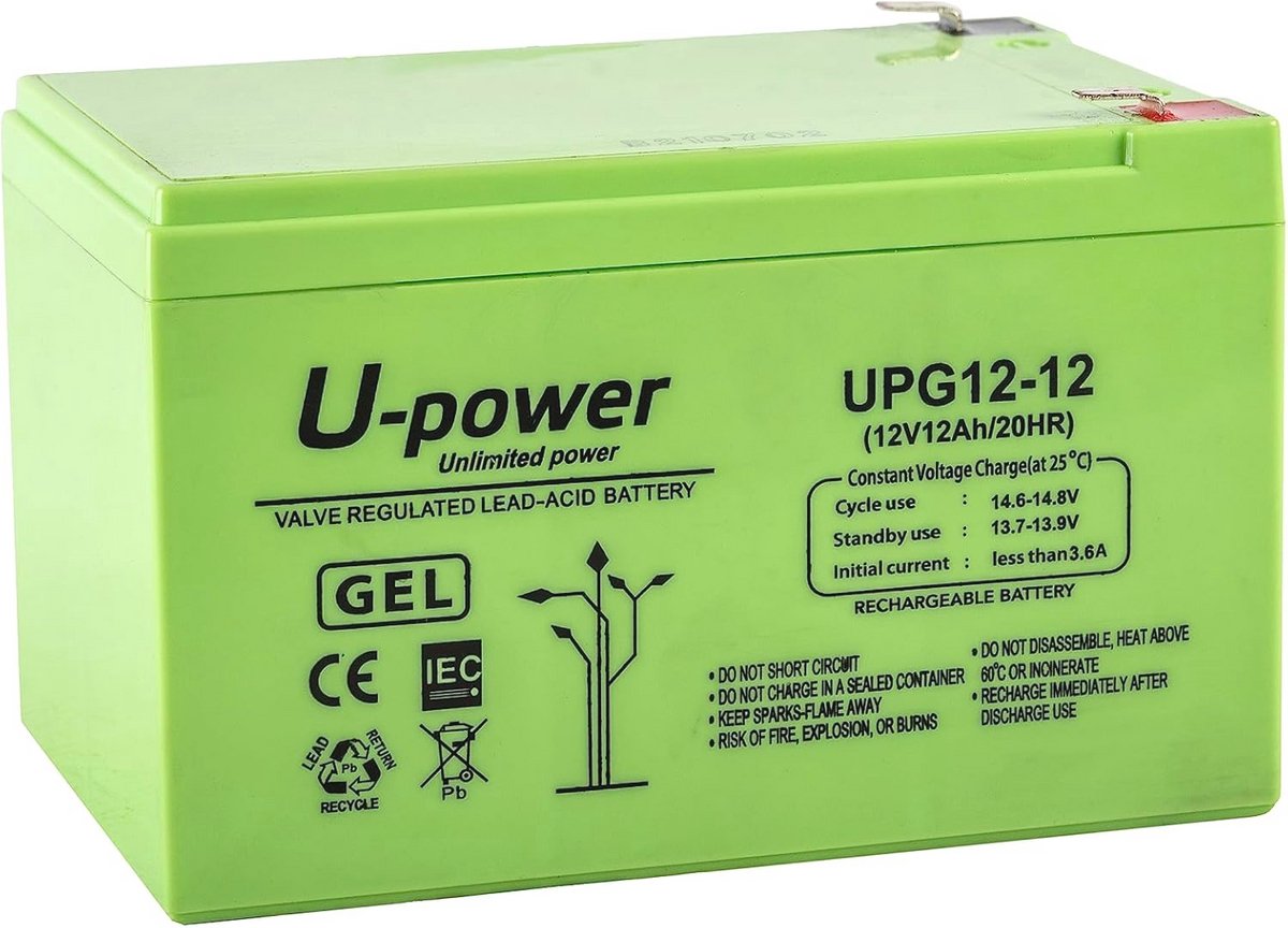 Loodgel Accu 12Ah 12V - Onderhoudsvrije Batterij voor Diverse Toepassingen