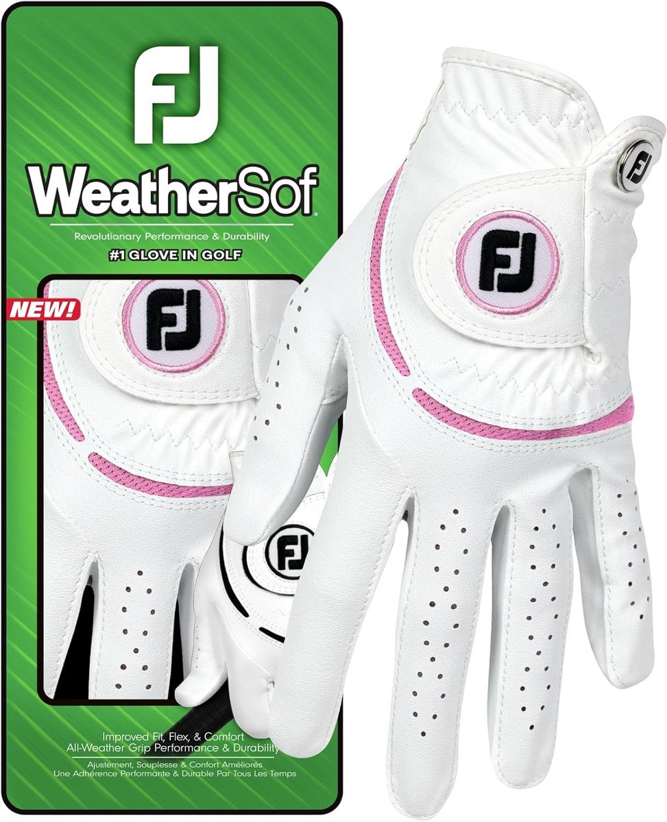Dames Golfhandschoen WeatherSof - Wit/roze voor Optimale Grip en Comfort