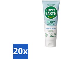 20 x Happy Earth – Diaper Cream – 100% Natuurlijk Baby & Kids – 75 ml - Baby Billen Crème - Luieruitslag Voorkomen - Gevoelige Huid - Zink Oxide Crème - Natuurlijke Baby Crème